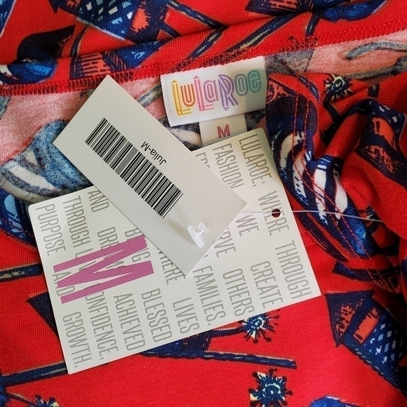 NWT Lularoe Julia, red/white/blue firecracker pattern, size M - Picture 5 of 6